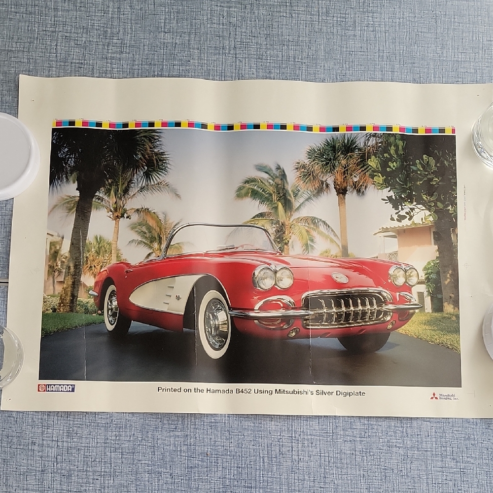 Poster Of Corvette Using  Hamada B452 Mitsubishi Silver Digiplate. Promo Poster.